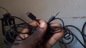 USB-C to 3.5mm audio cable included in device package