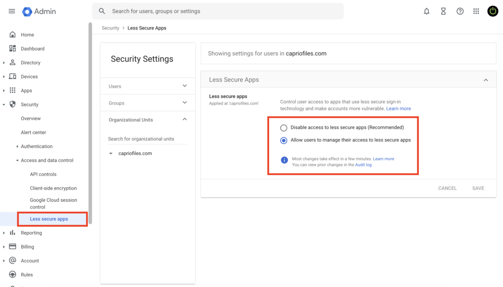 less secure app