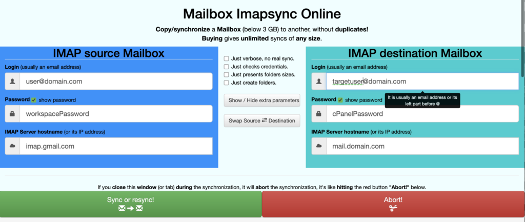 imapsync gui